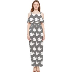 Cute Whale Illustration Pattern Draped Sleeveless Chiffon Jumpsuit by GardenOfOphir