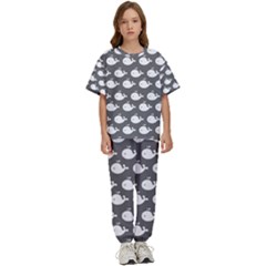 Cute Whale Illustration Pattern Kids  Tee And Pants Sports Set by GardenOfOphir