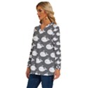 Cute Whale Illustration Pattern Long Sleeve Drawstring Hooded Top View2