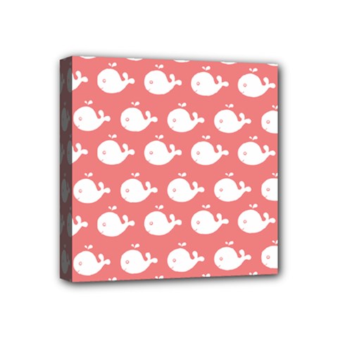 Coral Whales Pattern Mini Canvas 4  X 4  (stretched) by GardenOfOphir