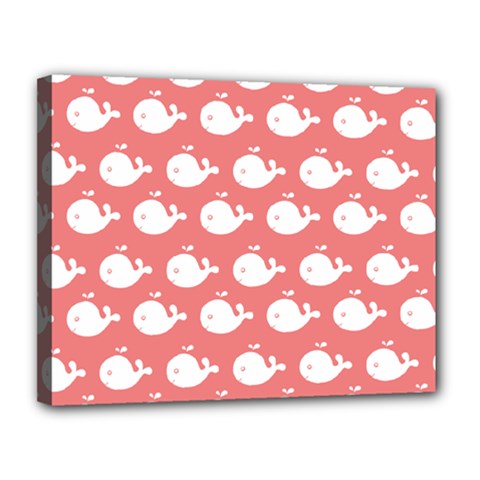 Coral Whales Pattern Canvas 14  X 11  (stretched) by GardenOfOphir