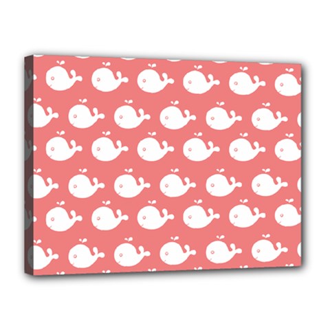 Coral Whales Pattern Canvas 16  X 12  (stretched) by GardenOfOphir