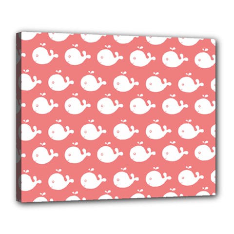 Coral Whales Pattern Canvas 20  X 16  (stretched) by GardenOfOphir