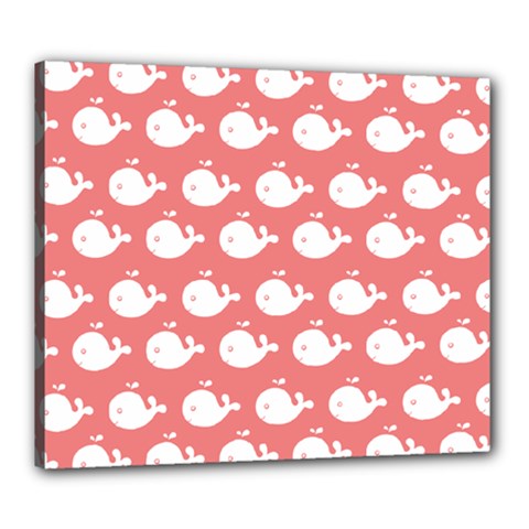 Coral Whales Pattern Canvas 24  X 20  (stretched) by GardenOfOphir