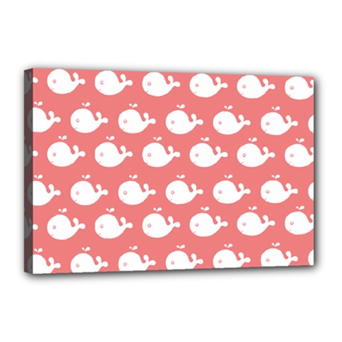 Coral Whales Pattern Canvas 18  X 12  (stretched) by GardenOfOphir