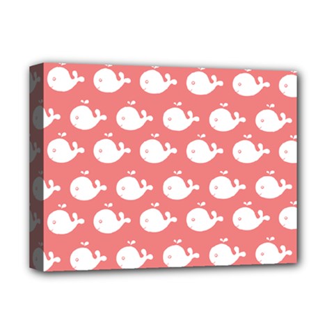 Coral Whales Pattern Deluxe Canvas 16  X 12  (stretched)  by GardenOfOphir