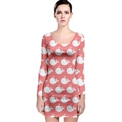 Coral Whales Pattern Long Sleeve Bodycon Dress by GardenOfOphir