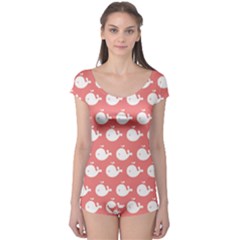 Coral Whales Pattern Boyleg Leotard  by GardenOfOphir