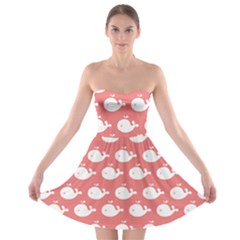 Coral Whales Pattern Strapless Bra Top Dress by GardenOfOphir