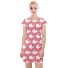 Coral Whales Pattern Cap Sleeve Bodycon Dress by GardenOfOphir