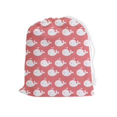 Coral Whales Pattern Drawstring Pouch (xl) by GardenOfOphir