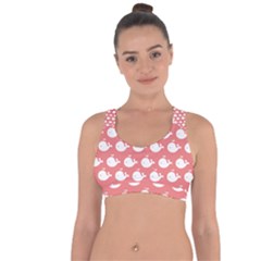 Coral Whales Pattern Cross String Back Sports Bra by GardenOfOphir