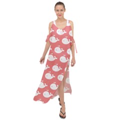 Coral Whales Pattern Maxi Chiffon Cover Up Dress by GardenOfOphir