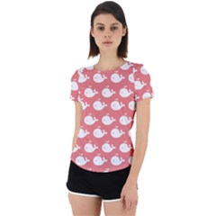 Coral Whales Pattern Back Cut Out Sport Tee by GardenOfOphir