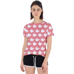 Coral Whales Pattern Open Back Sport Tee by GardenOfOphir