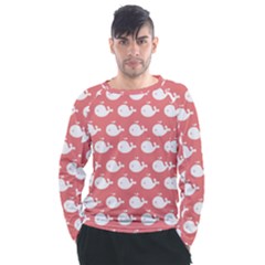 Coral Whales Pattern Men s Long Sleeve Raglan Tee