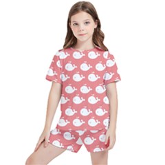 Coral Whales Pattern Kids  Tee And Sports Shorts Set by GardenOfOphir