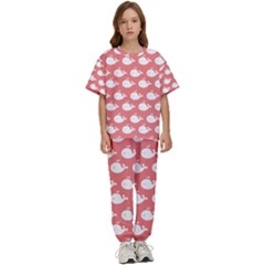 Coral Whales Pattern Kids  Tee And Pants Sports Set by GardenOfOphir