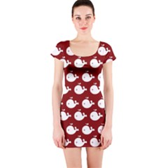 Cute Whale Illustration Pattern Short Sleeve Bodycon Dress by GardenOfOphir