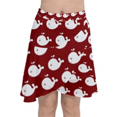 Cute Whale Illustration Pattern Chiffon Wrap Front Skirt by GardenOfOphir