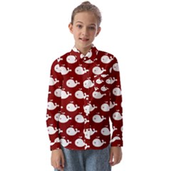 Cute Whale Illustration Pattern Kids  Long Sleeve Shirt by GardenOfOphir