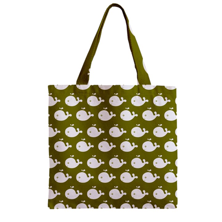 Cute Whale Illustration Pattern Zipper Grocery Tote Bag