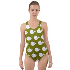 Cute Whale Illustration Pattern Cut-out Back One Piece Swimsuit by GardenOfOphir