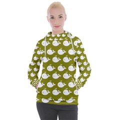 Cute Whale Illustration Pattern Women s Hooded Pullover by GardenOfOphir