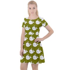 Cute Whale Illustration Pattern Cap Sleeve Velour Dress  by GardenOfOphir