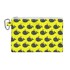 Cute Whale Illustration Pattern Canvas Cosmetic Bag (large) by GardenOfOphir