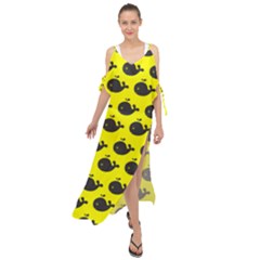 Cute Whale Illustration Pattern Maxi Chiffon Cover Up Dress