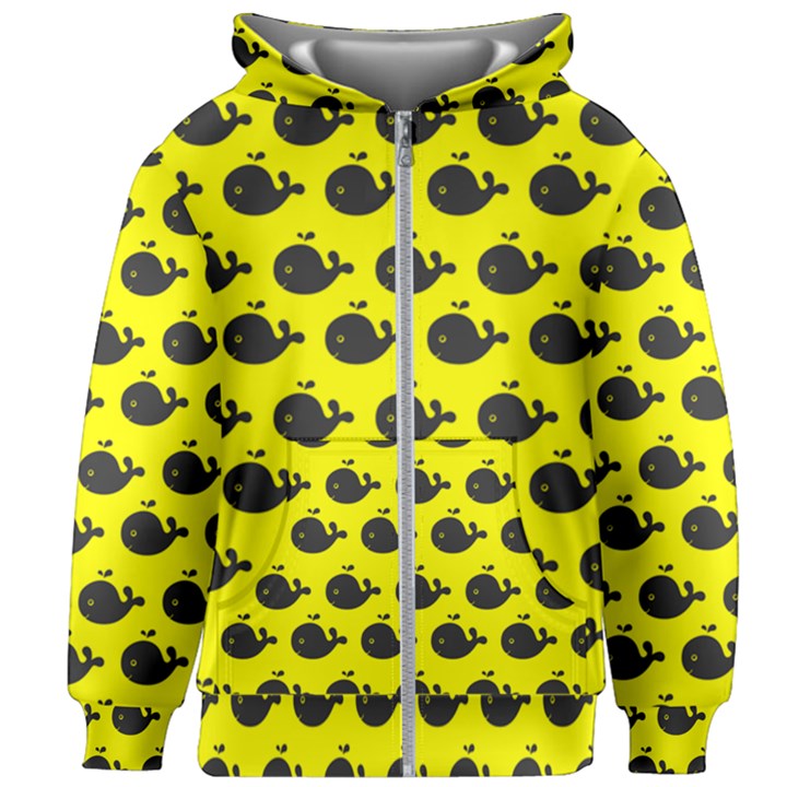 Cute Whale Illustration Pattern Kids  Zipper Hoodie Without Drawstring