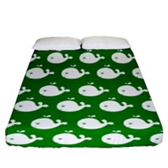 Cute Whale Illustration Pattern Fitted Sheet (queen Size) by GardenOfOphir