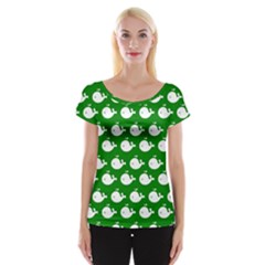 Cute Whale Illustration Pattern Cap Sleeve Top by GardenOfOphir