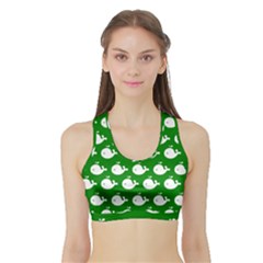 Cute Whale Illustration Pattern Sports Bra With Border by GardenOfOphir