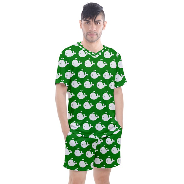 Cute Whale Illustration Pattern Men s Mesh Tee and Shorts Set