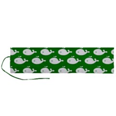 Cute Whale Illustration Pattern Roll Up Canvas Pencil Holder (l) by GardenOfOphir