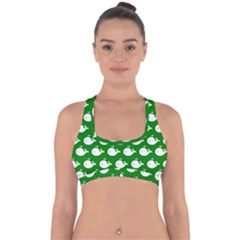 Cute Whale Illustration Pattern Cross Back Hipster Bikini Top  by GardenOfOphir