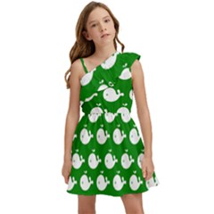 Cute Whale Illustration Pattern Kids  One Shoulder Party Dress by GardenOfOphir