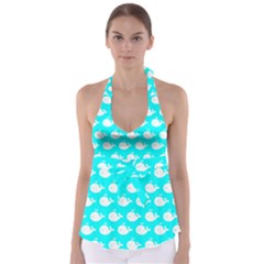 Cute Whale Illustration Pattern Babydoll Tankini Top by GardenOfOphir