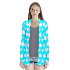 Cute Whale Illustration Pattern Drape Collar Cardigan by GardenOfOphir