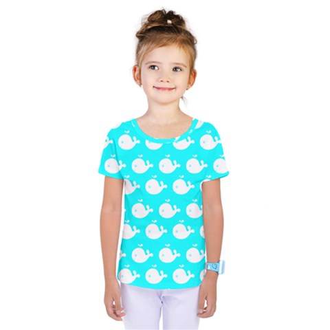 Cute Whale Illustration Pattern Kids  One Piece Tee by GardenOfOphir