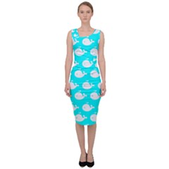 Cute Whale Illustration Pattern Sleeveless Pencil Dress by GardenOfOphir