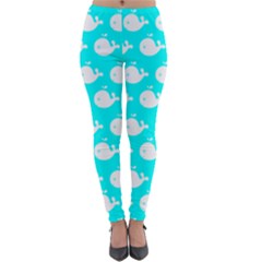 Cute Whale Illustration Pattern Lightweight Velour Leggings by GardenOfOphir