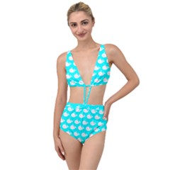 Cute Whale Illustration Pattern Tied Up Two Piece Swimsuit by GardenOfOphir