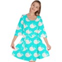 Cute Whale Illustration Pattern Velour Kimono Dress View1