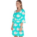 Cute Whale Illustration Pattern Velour Kimono Dress View2