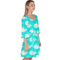 Cute Whale Illustration Pattern Velour Kimono Dress View3