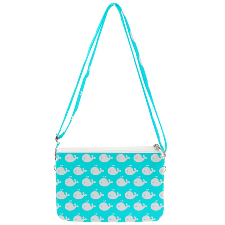 Cute Whale Illustration Pattern Double Gusset Crossbody Bag