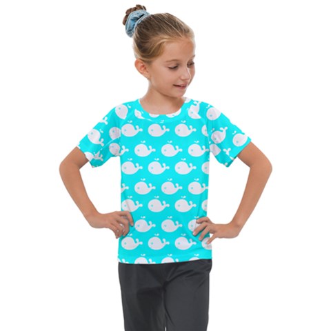 Cute Whale Illustration Pattern Kids  Mesh Piece Tee by GardenOfOphir